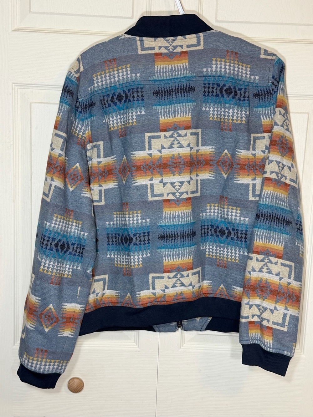 PENDLETON WOMEN'S WOOL BOMBER JACKET XXL CHIEF JOSEPH PATTERN BLUE MULTI